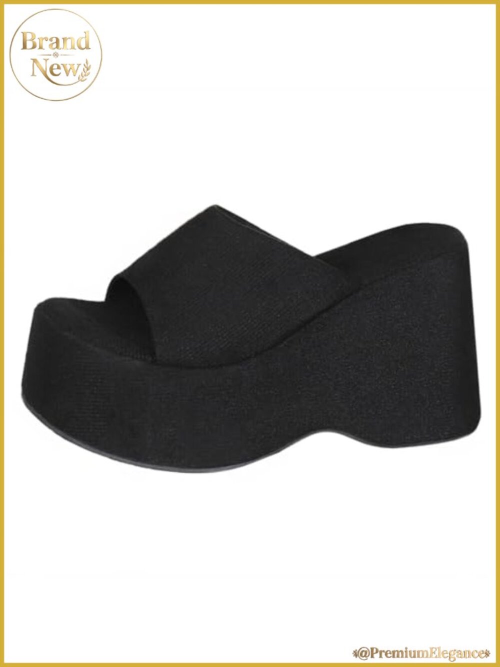 Suede Platform Wedge Slide Sandals Round Open Toe One Strap Slip-On Heels